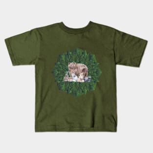 Mandala Rabbit Bear Hedgehog Fox Badger Kids T-Shirt